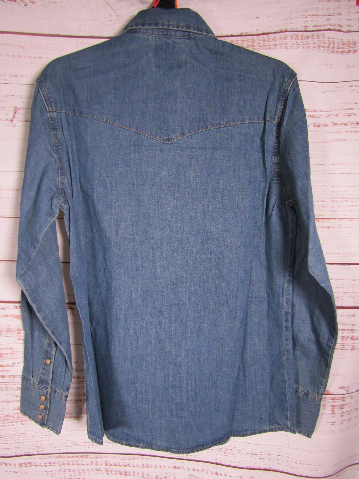 Wrangler Men's Mid Wash Denim Snap Button Down Shirt Size S 112361701