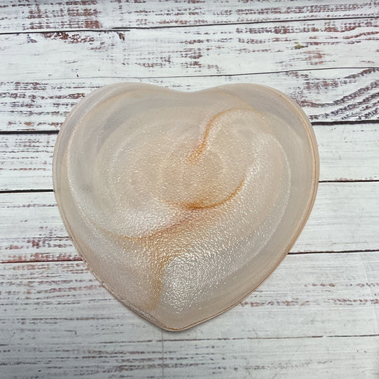 Pink Swirl Murano Style Heart Shaped Glass Dish