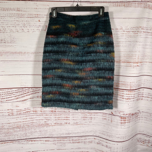 Maeve Anthropologie Feathered Wool Blue Multi Colored Pencil Skirt - Size 2