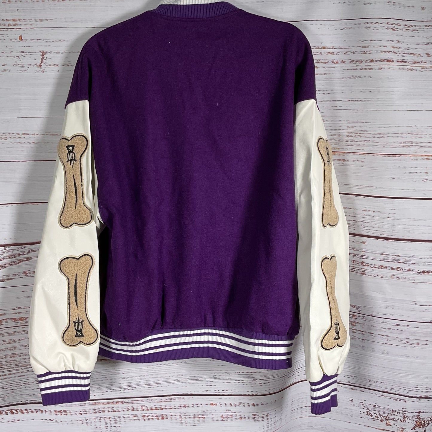 AELFRIC EDEN Men's Purple Bone Accent Bomber Jacket- SZ L