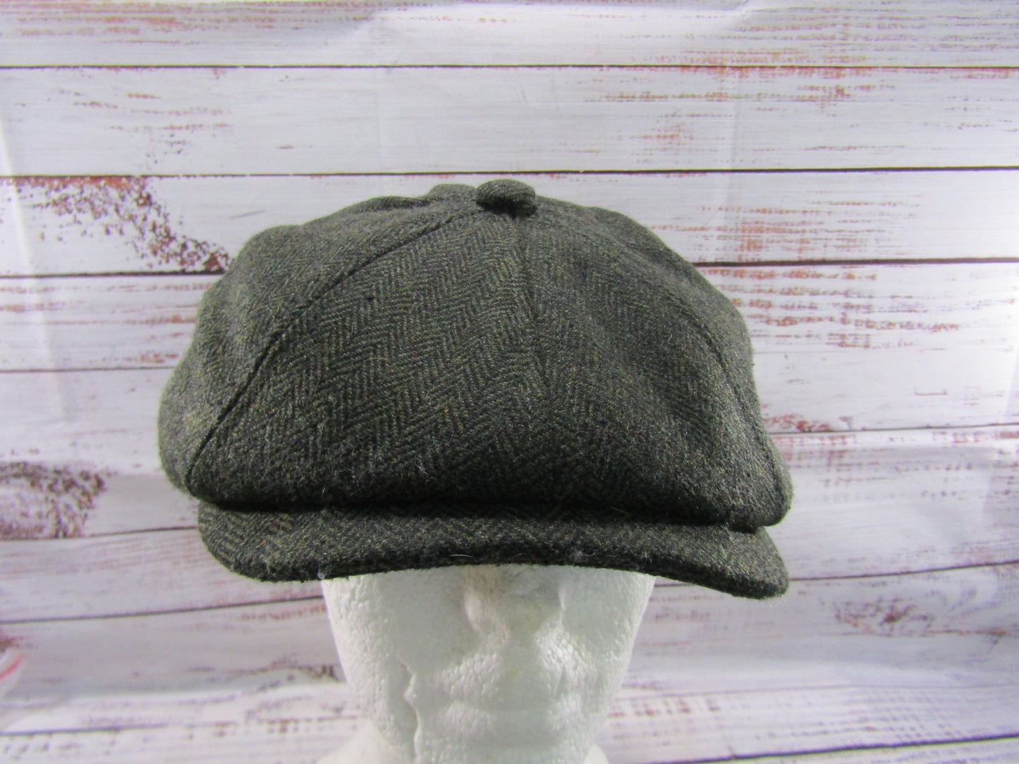 Ted Baker Olliii Men's Green Wool Blend Herringbone Baker Boy Cap Size S/M