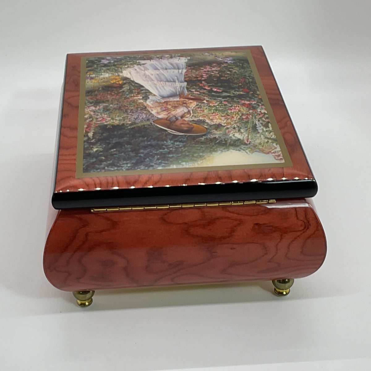 ERCOLANO by SANDRA KUCK "Quiet Garden" Wood Music Jewelry Box- 5.75" X 4.5"