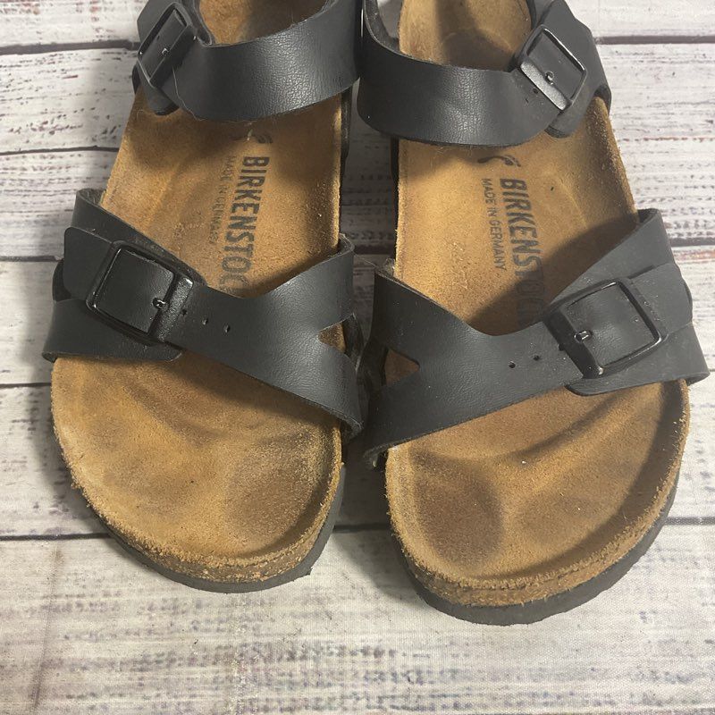 Birkenstock Rio Black Faux Leather Strap Slingback Gladiator Sandal Women 6.5 US