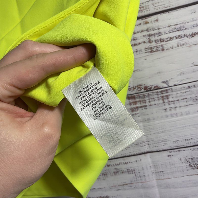 Alice + Olivia Neon Yellow Shaylee Faux Wrap Mini Skirt - Size in Description