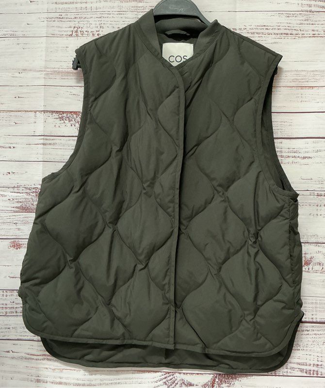 Men's COS Olive Green Oversized Down Gilet Vest Size XS