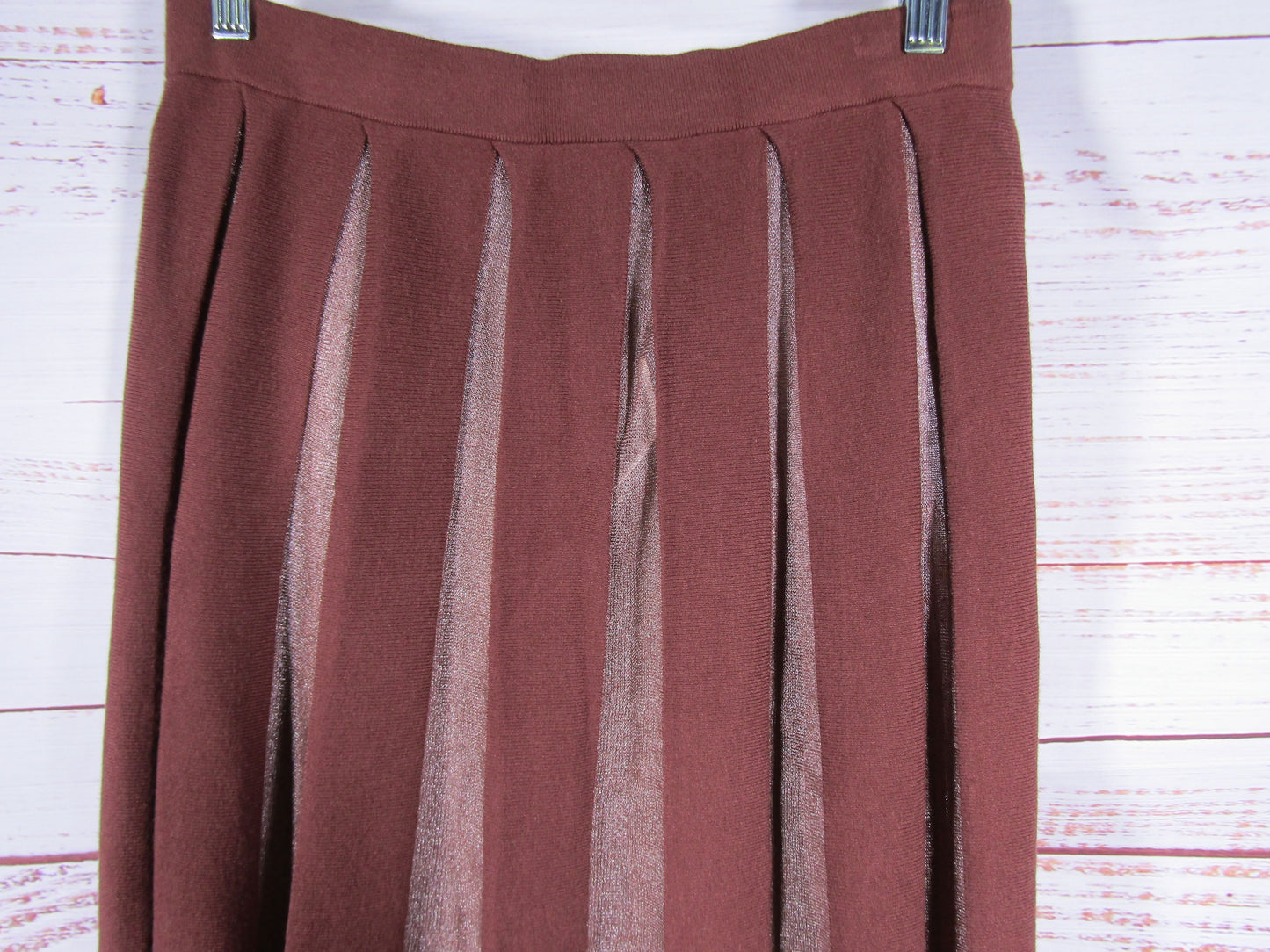 By Anthropologie Women's Brown Sheer Pleated Maxi Skirt Size M