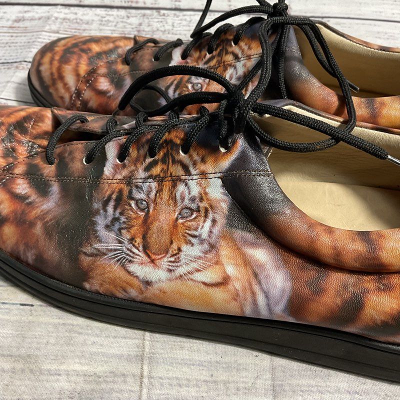 Icon Wearable Art Tiger Cub Photo Print Leather Sneaker Men's Size 11 Shoes