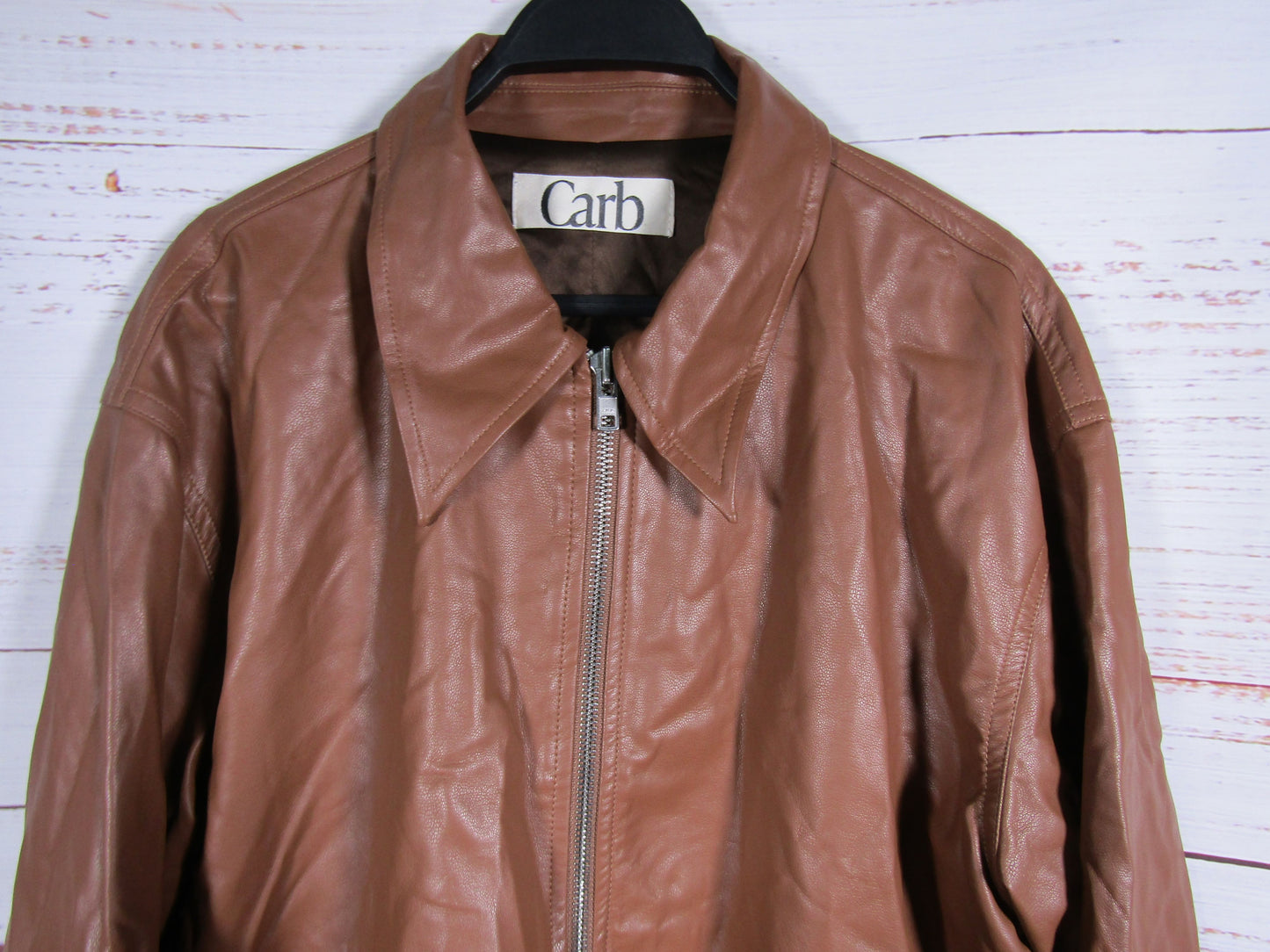 Carb Women's Brown Faux Leather Full Zip Jacket Size XL