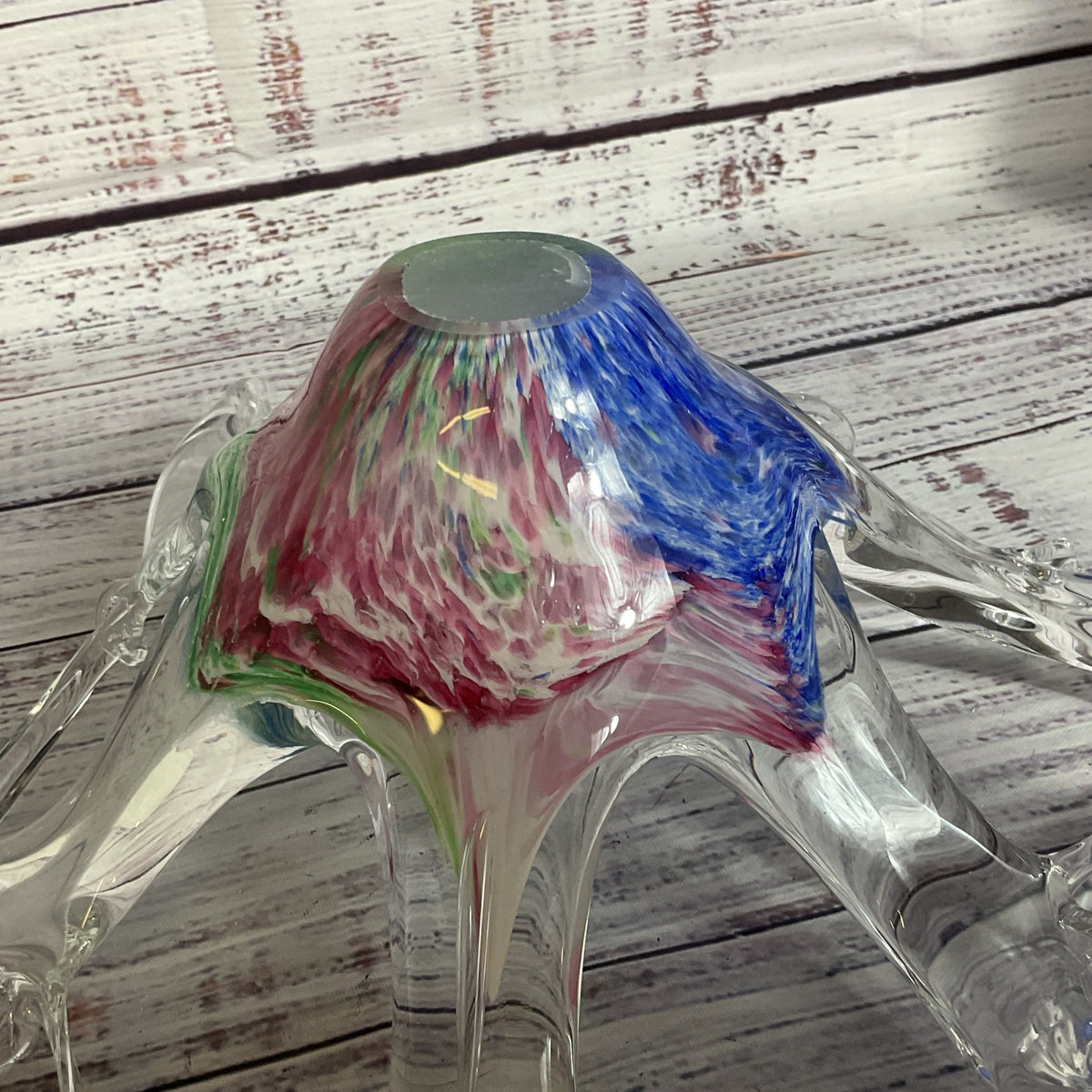 VTG. Murano Glass Pierced Starfish Shape Decorative Bowl- 3.25" x 9"