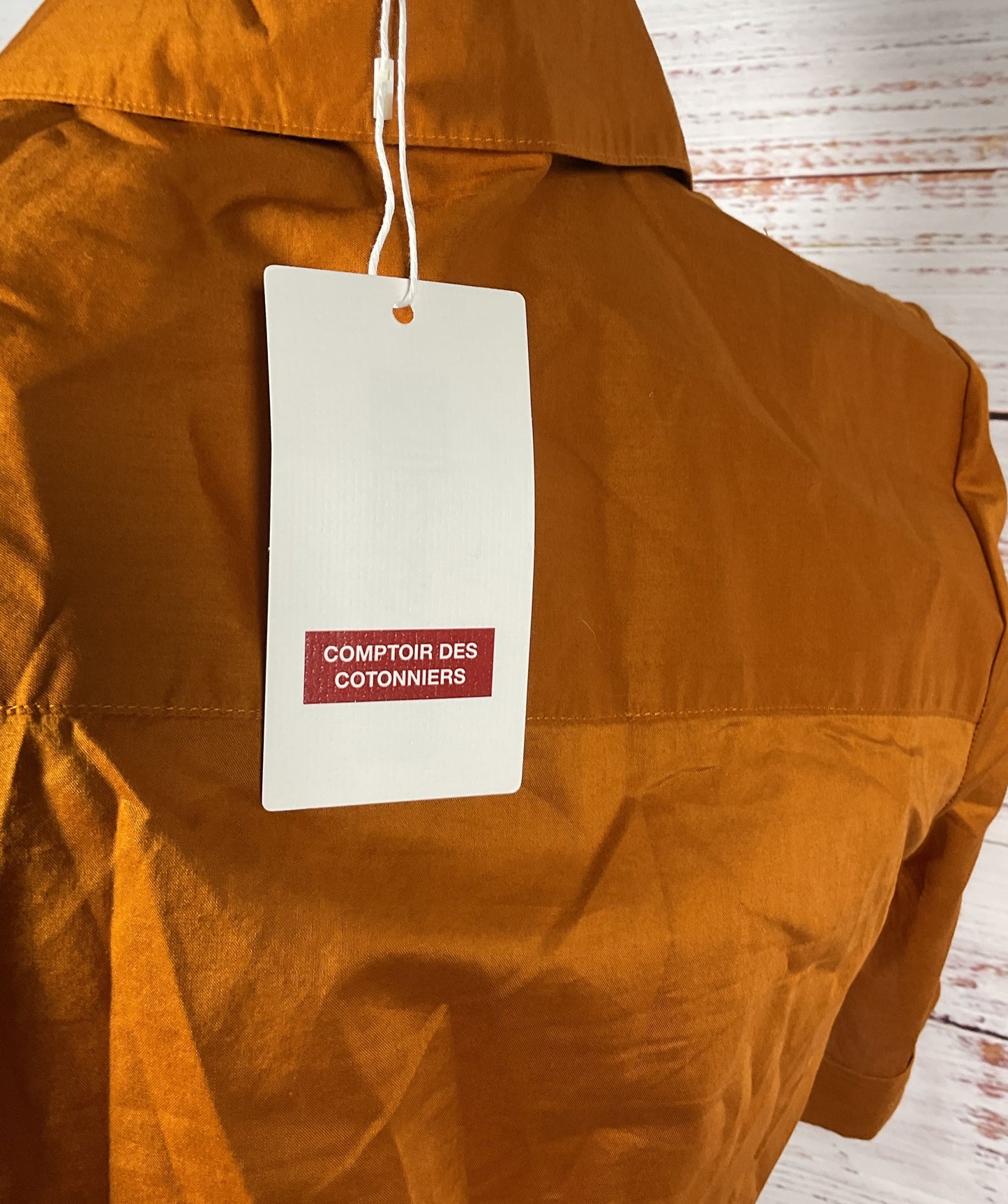 Comptoir Des Cotonniers Cotton Veil Short Sleeve Polo Dress Orange 38