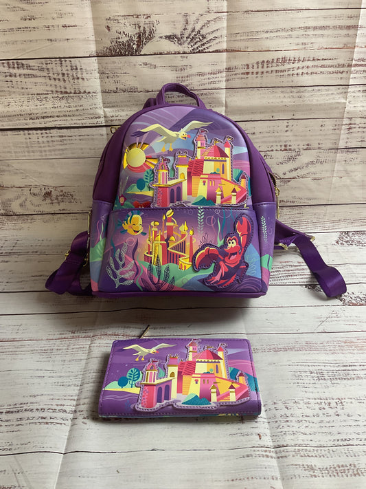Loungefly Disney Little Mermaid Castle Scene Backpack With Wallet