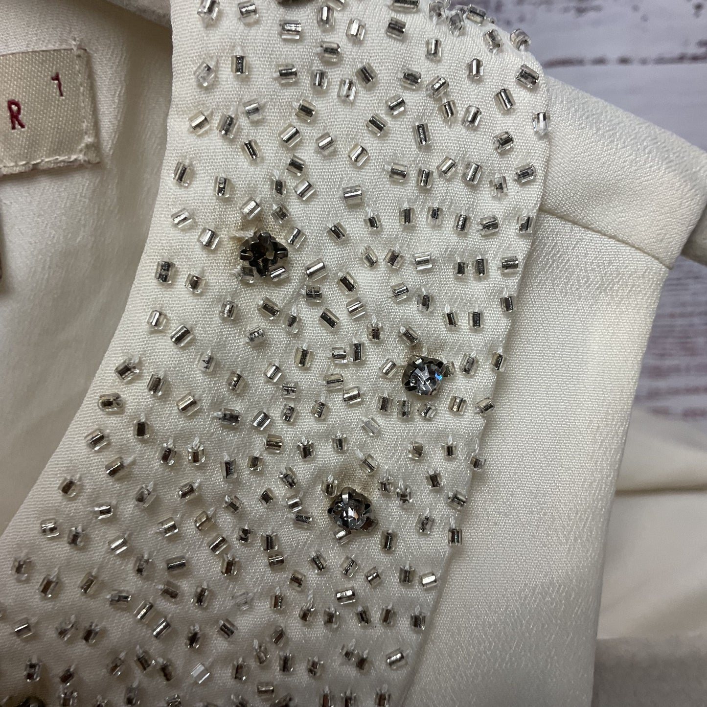 Ted Baker Off White Jeweled Sequin Beaded Collar Sleeveless Dress - Size 1