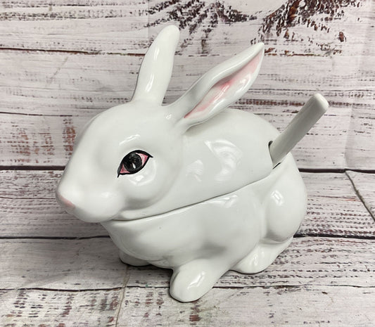 Bordallo Pinheiro Portugal Bunny Rabbit Sugar Bowl White