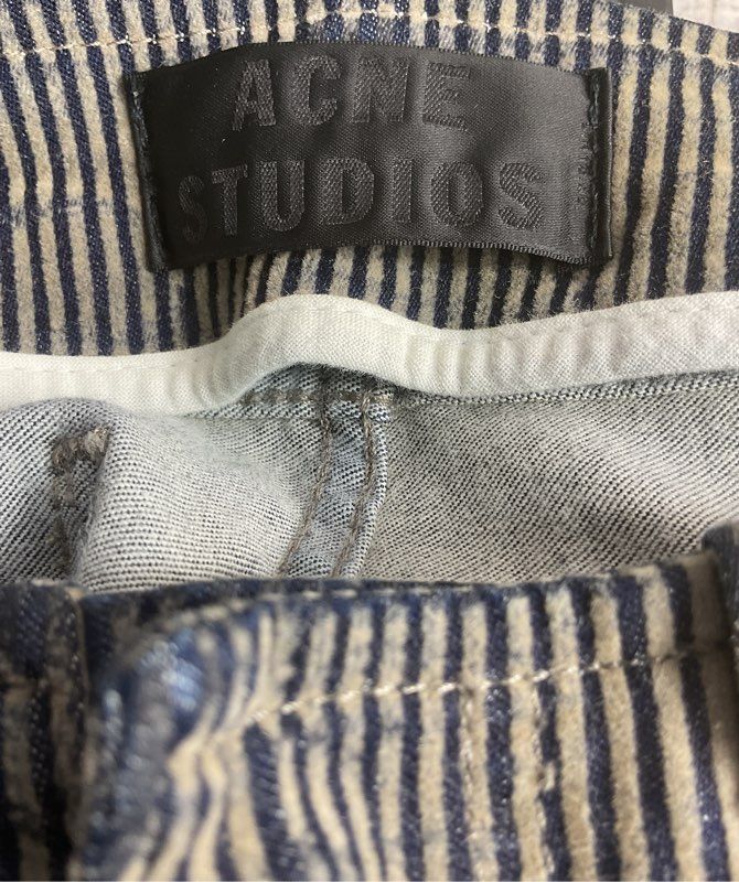 Acne Studios No Blue Flock Striped Textured Jeans Multicolor 27/32