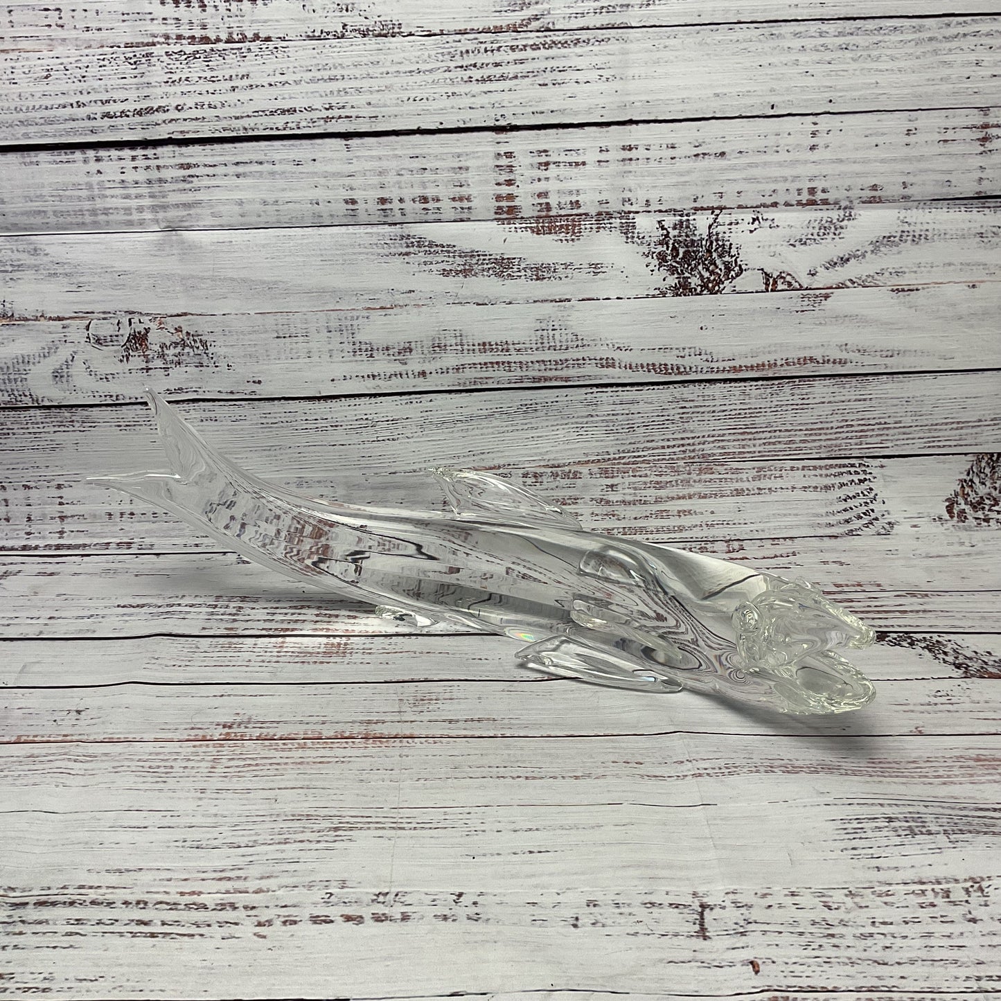 Steuben Crystal Glass Fish Salmon Art Sculpture 16" Long Signed Damaged*