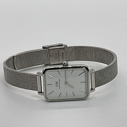 DANIEL WELLINGTON Silver Tone Rectangle Mesh Band Women's Watch