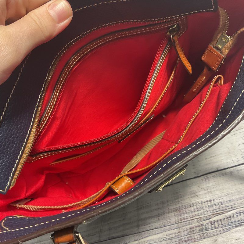 Dooney & Bourke Lexington Navy Blue Pebbled Leather Tote Purse