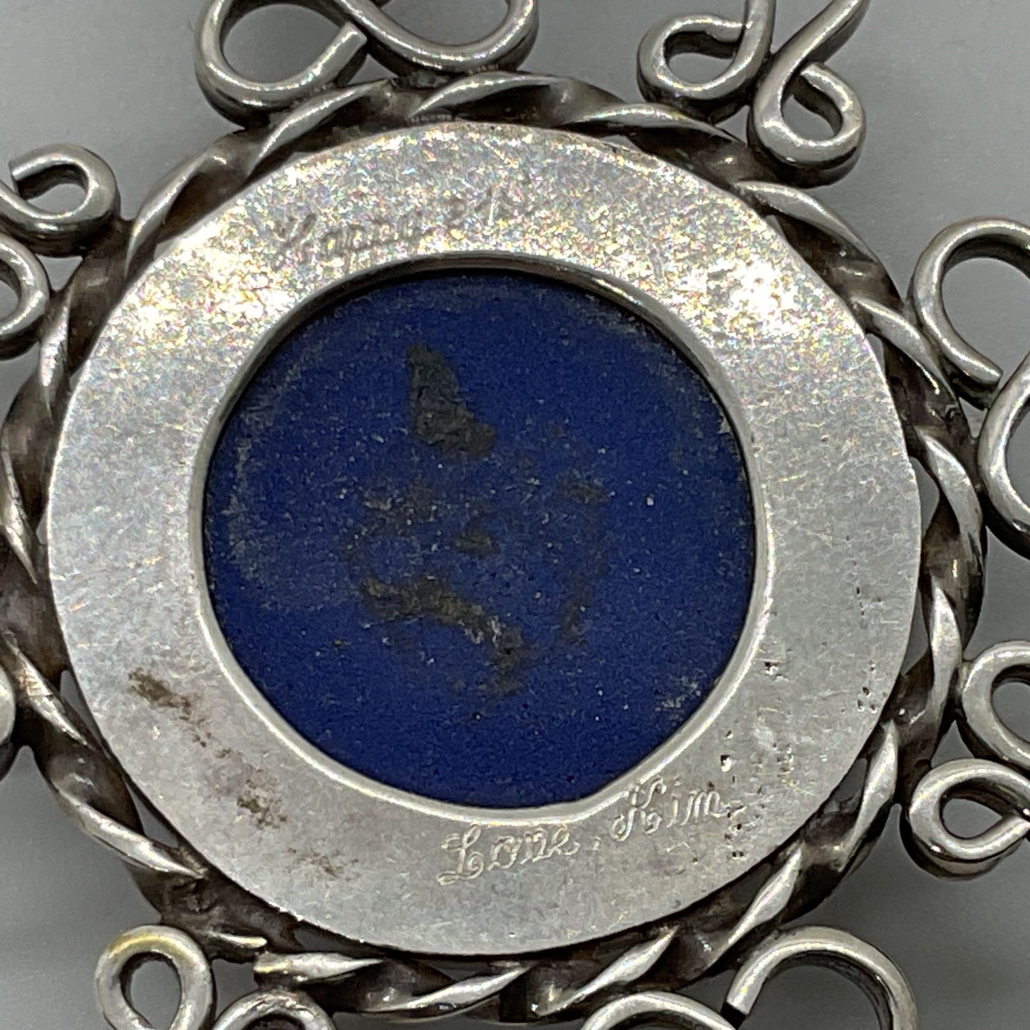 TAXCO Mexico Sterling Silver Blue Stone 2" Pendant- 15.97g