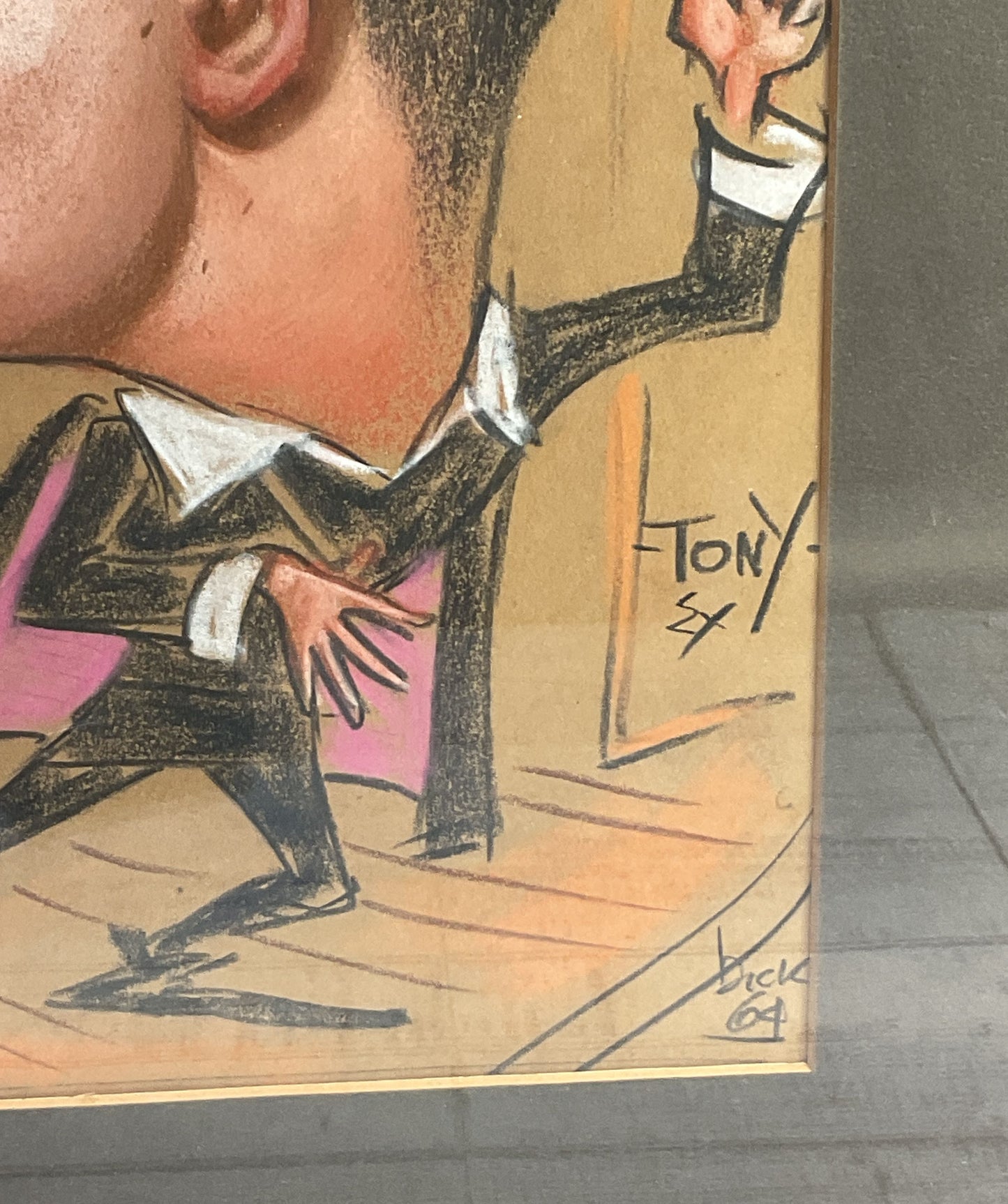 Tony by Dick Briefer Signed Framed Caricature Drawing