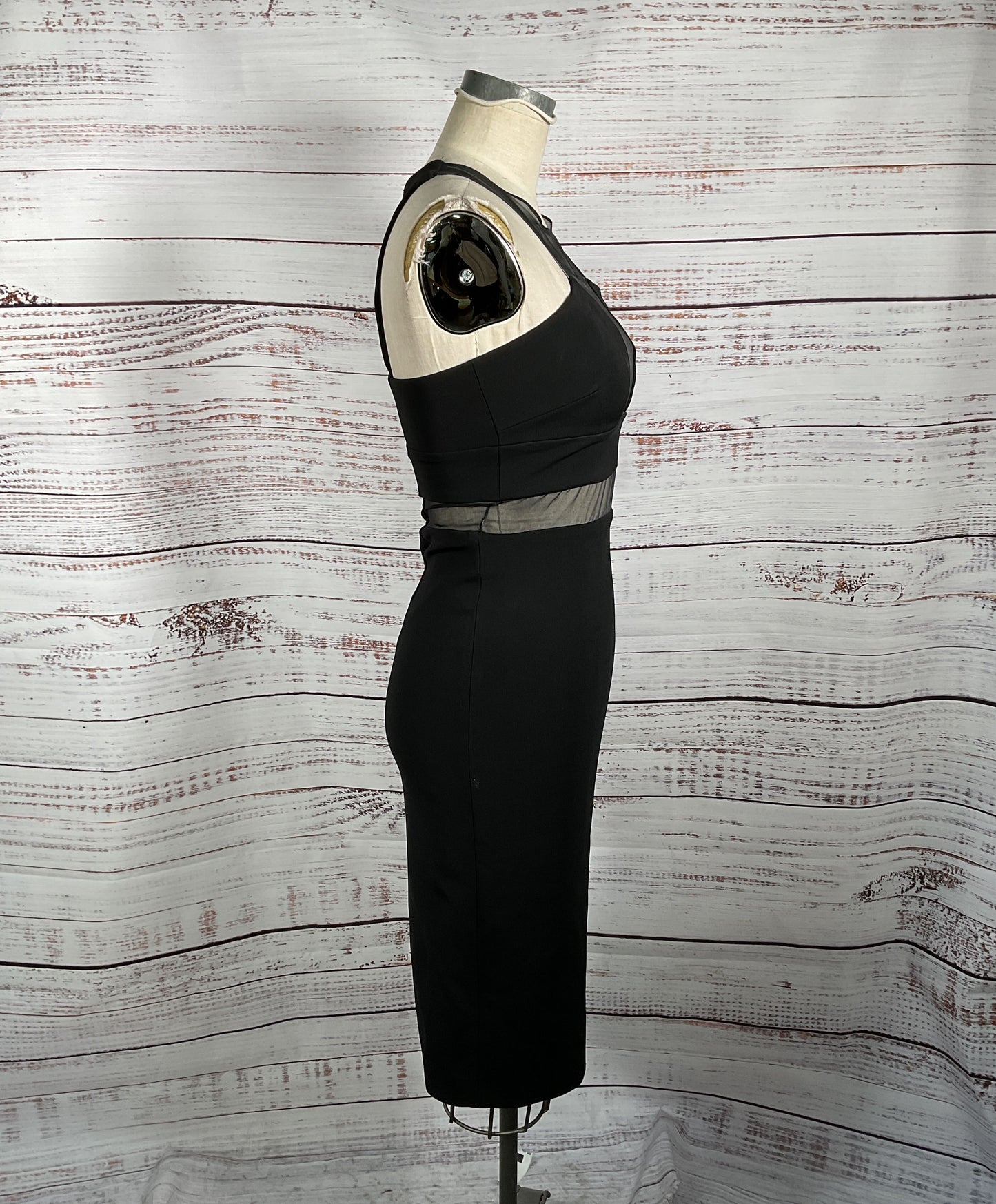 Cushnie Et Ochs Black Bandage Midi Dress w/ Mesh Details - Size 6