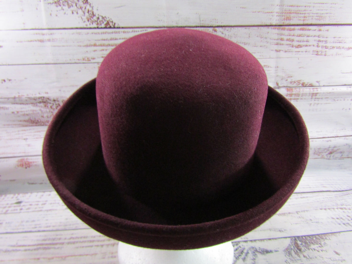 Scala Women's Marron Wool Bowler Hat Size S