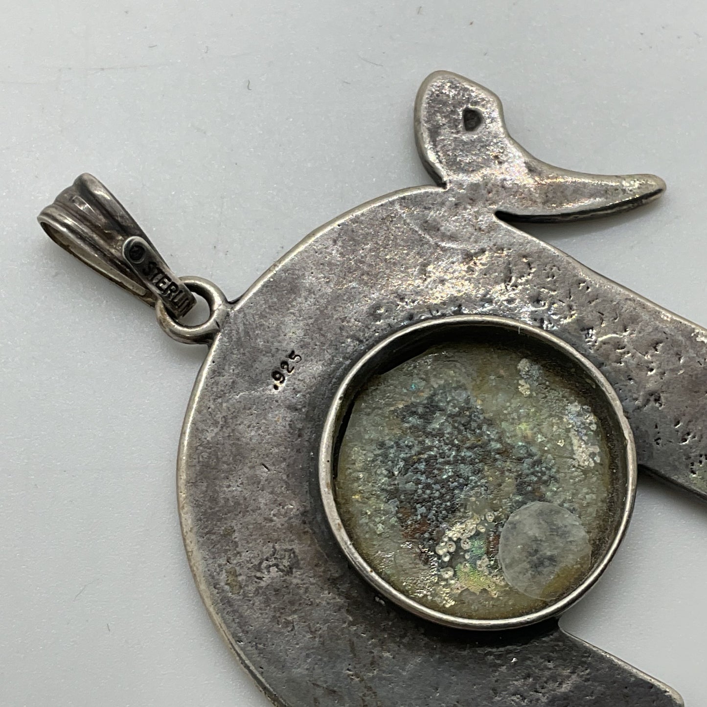 Sterling Silver Judaica Chai Hammered 1.75" Pendant- 8.52g