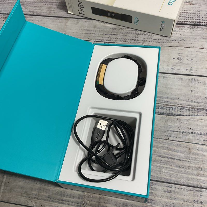 Fitbit Alta Gold Series Black Fitness Heart Rate Step Tracker Watch w/ Box