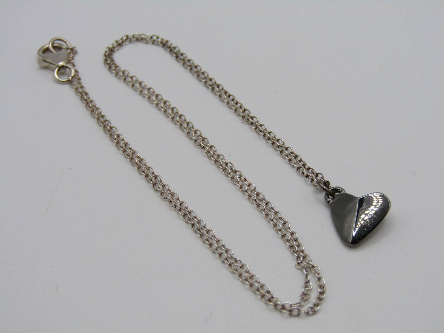 Delicate Sterling Silver Hematite Heart Pendant Necklace