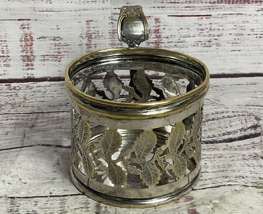Buch Antique Russian 2.5" Podstakannik Tea Glass Holder Silver Plated