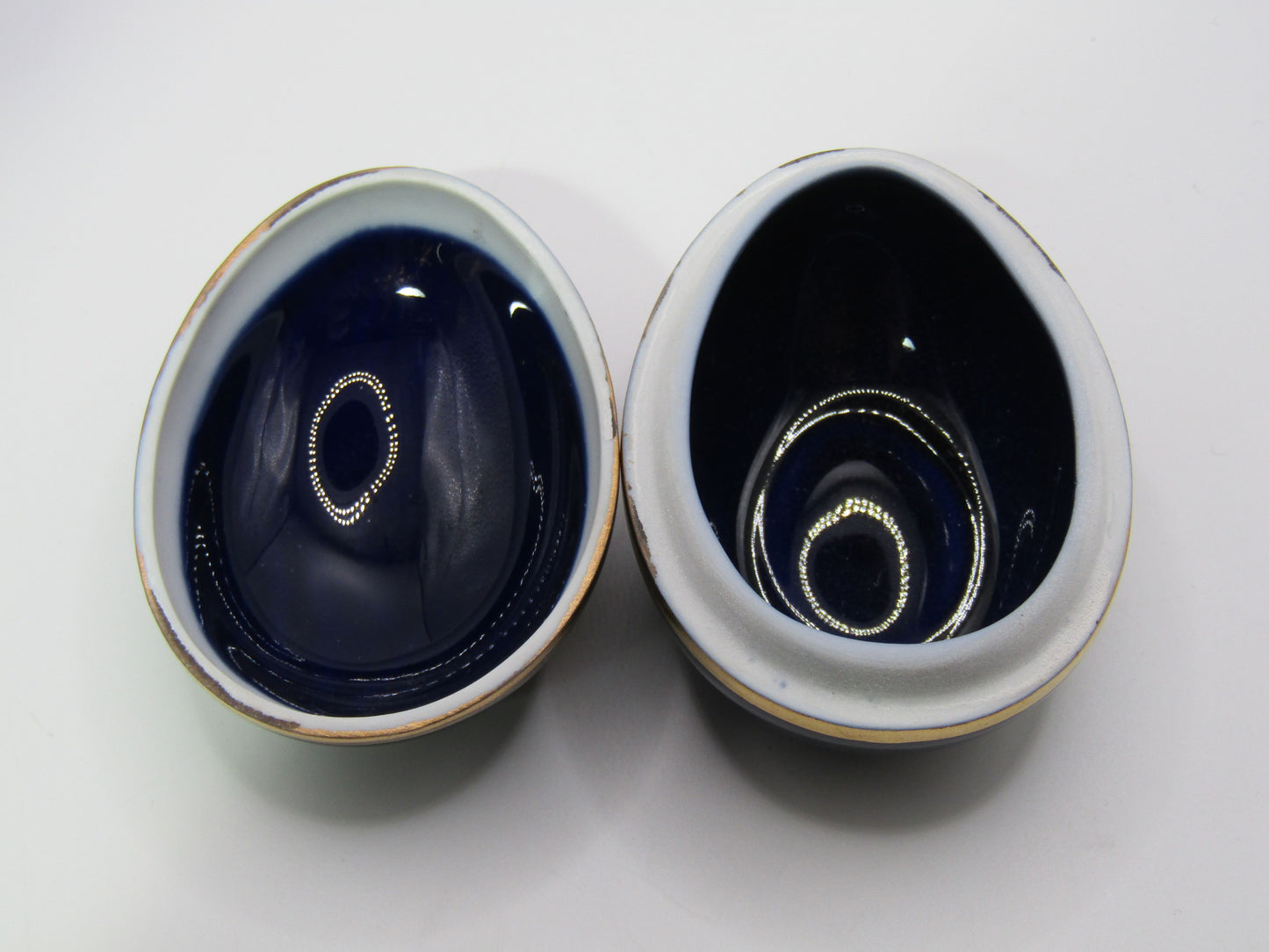 Vntg Limoges Castle Floral Cobalt Blue 24k Gold Wash Trinket Box Made in France