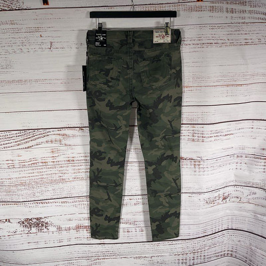 NWT True Religion Olive Green Camo Halle Super Skinny Mid Rise Jeans sz 29