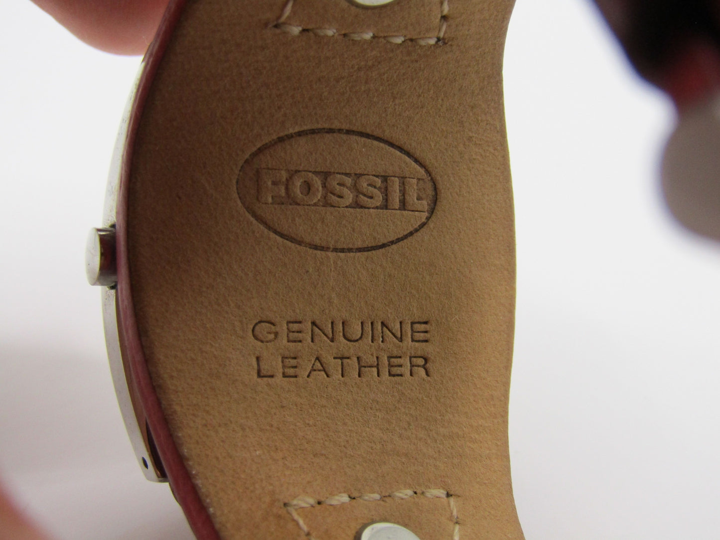 Vintage Fossil JR-8134 Red Leather Quartz Watch