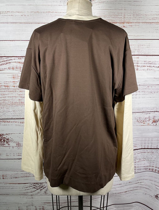 Staud Double Layer Logo Graphic T Shirt Cream Brown XS/S
