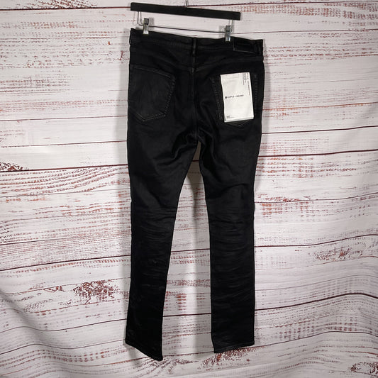 Purple Brand Slim Fit Low Rise Black Raw P001 Pants - Size 36x33