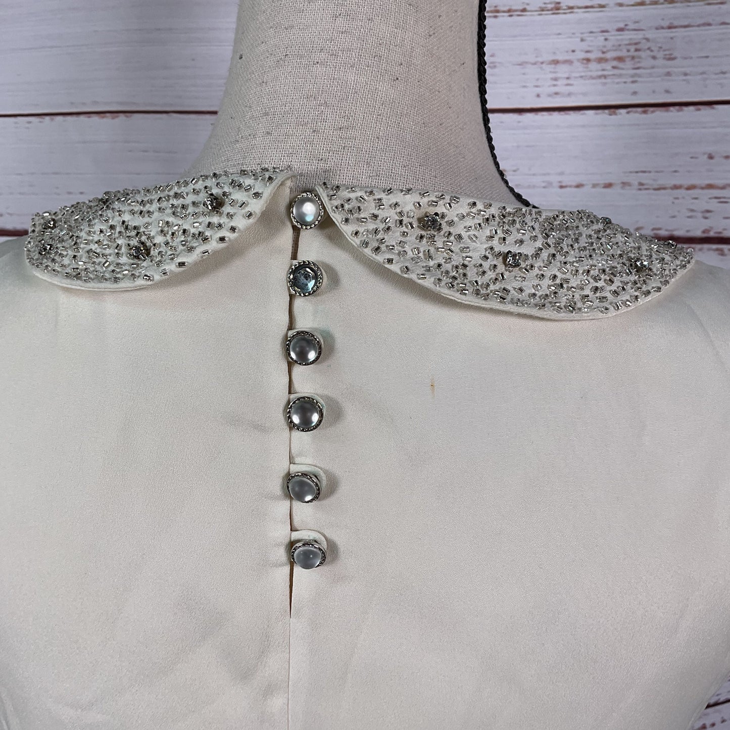 Ted Baker Off White Jeweled Sequin Beaded Collar Sleeveless Dress - Size 1