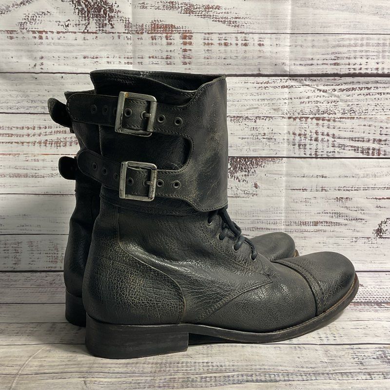 All Saints Spitalfields Damisi Black Leather Combat Boot Men's 10 US/43 EU