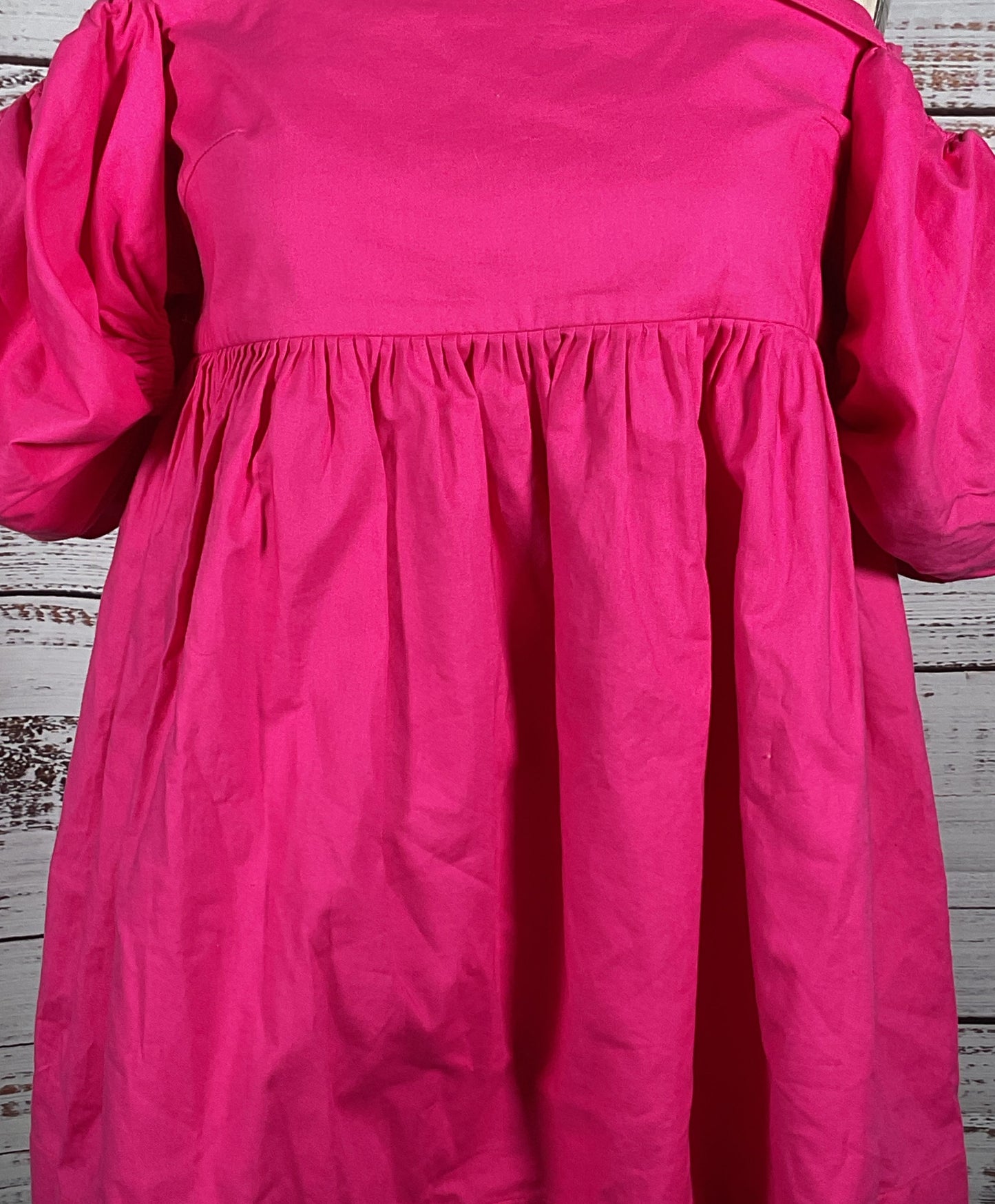 Azeeza Kam Puff Sleeve Empire Waist Mini Dress Magenta S