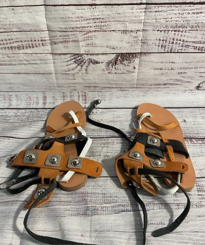 Ancient Greek Sandals Women's Metal Pattern Strappy Sandals Size 38 EU / 8 US