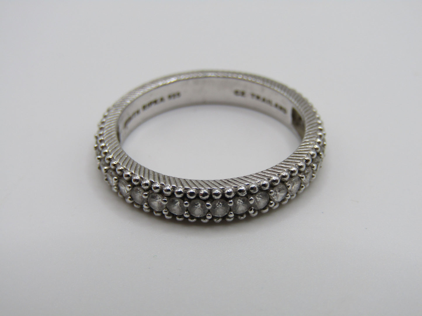 Judith Ripka Sterling Silver Cable Half Eternity Ring Size 7.5