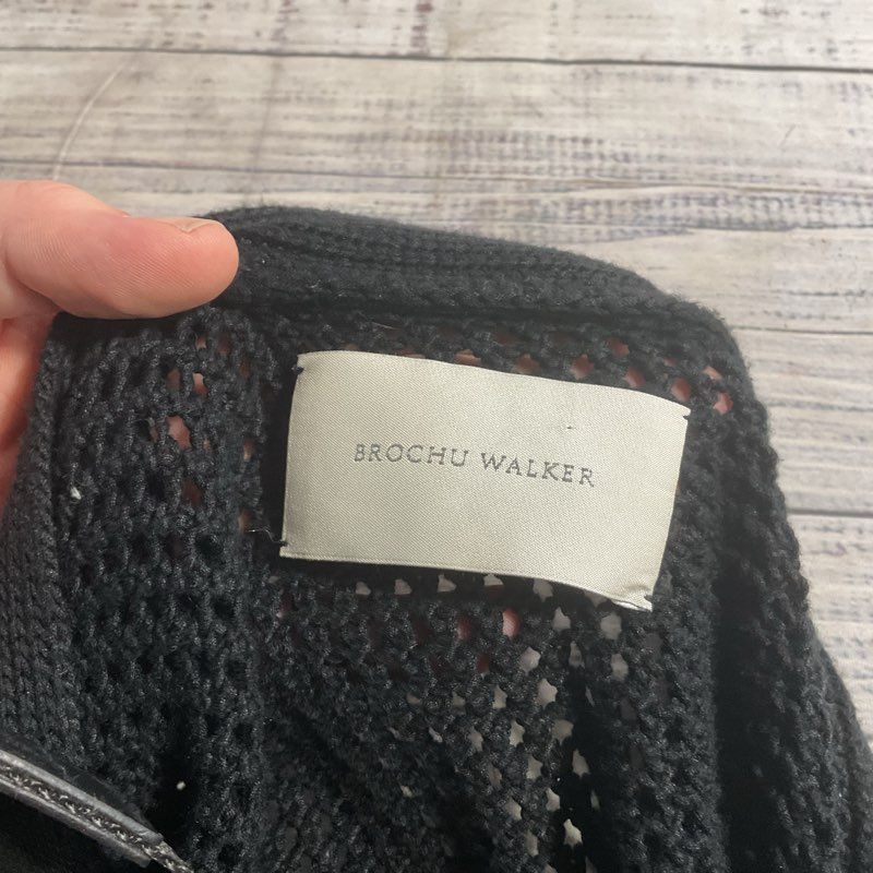 Brochu Walker Black Loose Knit Cotton 4-Button Cardigan Sweater Size in Desc