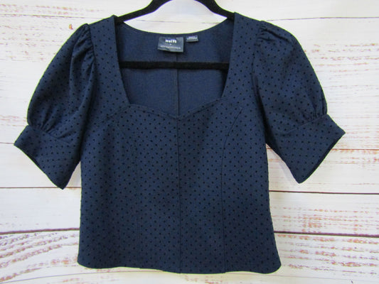 Maeve by Anthropologie Sevigny Women's Navy Blue Polka Dot Crop Top Size S