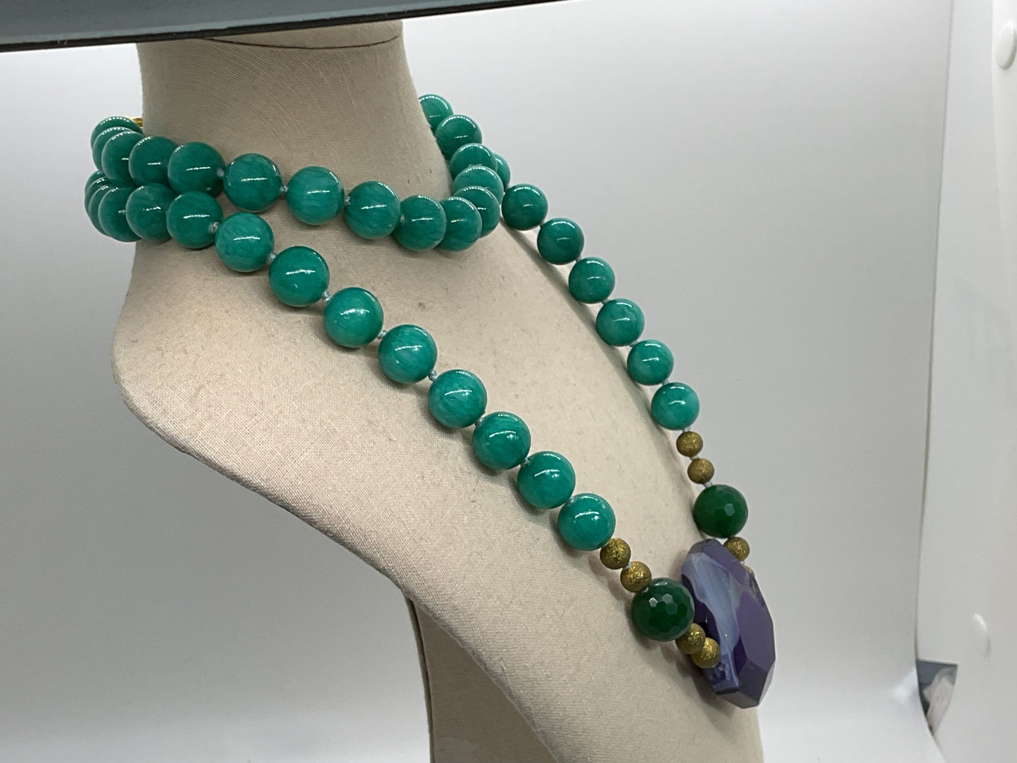 Multi Gemstone Beaded Chuncky Necklace- 37"