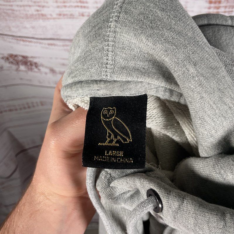 OVO Classic Heather Gray Owl Pullover Hoodie Sweater - Size L