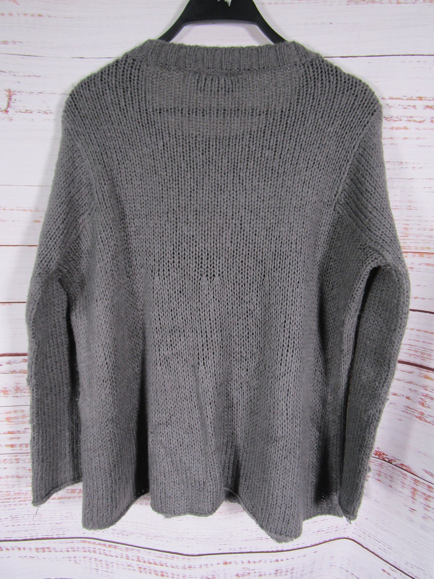 Wooden Ships by Paola Buendia Women's Gray Knit Wool Blend Heart Sweater Size XS