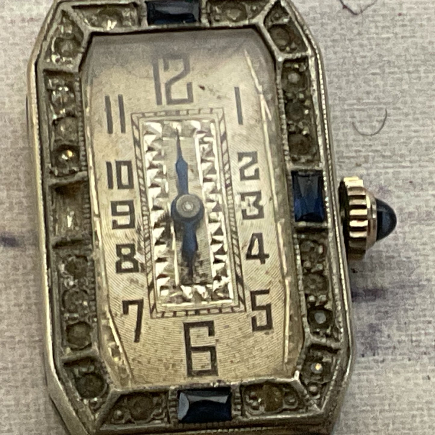 VTG. UNICUM Diel W.C. CO. Gold Plated Rhinestone Watch (NO BAND) (NOT WORKING)