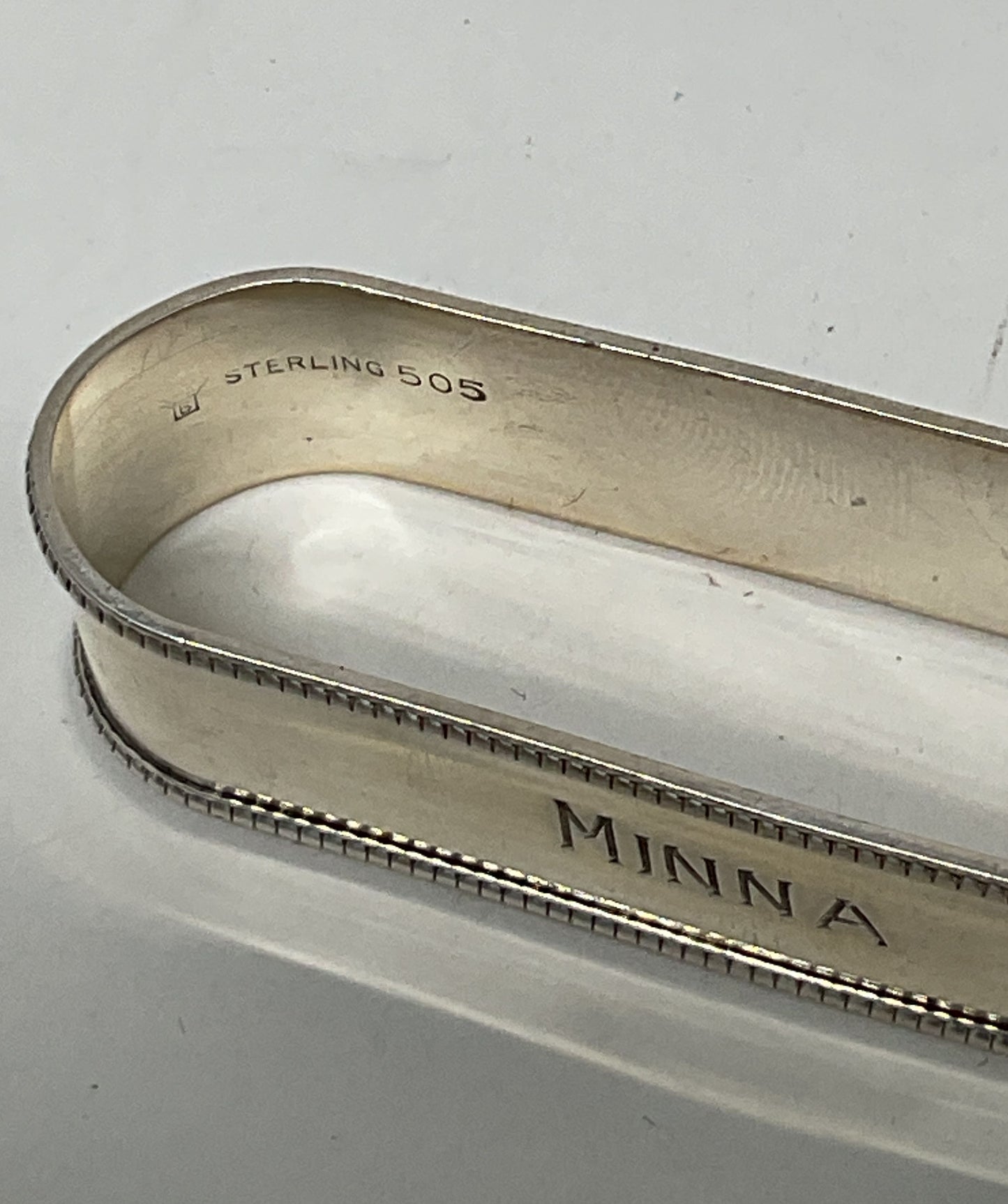 Vintage Sterling Silver Napkin Ring Engraved "Minna"