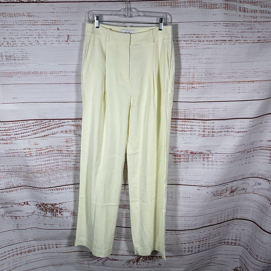 NWT Reiss Liana Pale Yellow Pleated Front Wide Leg Pants - Size 6