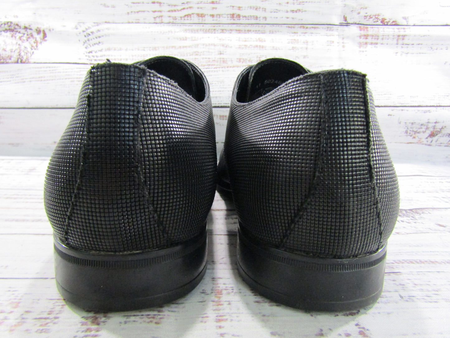 Hugo Boss Vareb Men's Textured Black Leather Oxfords Size 11