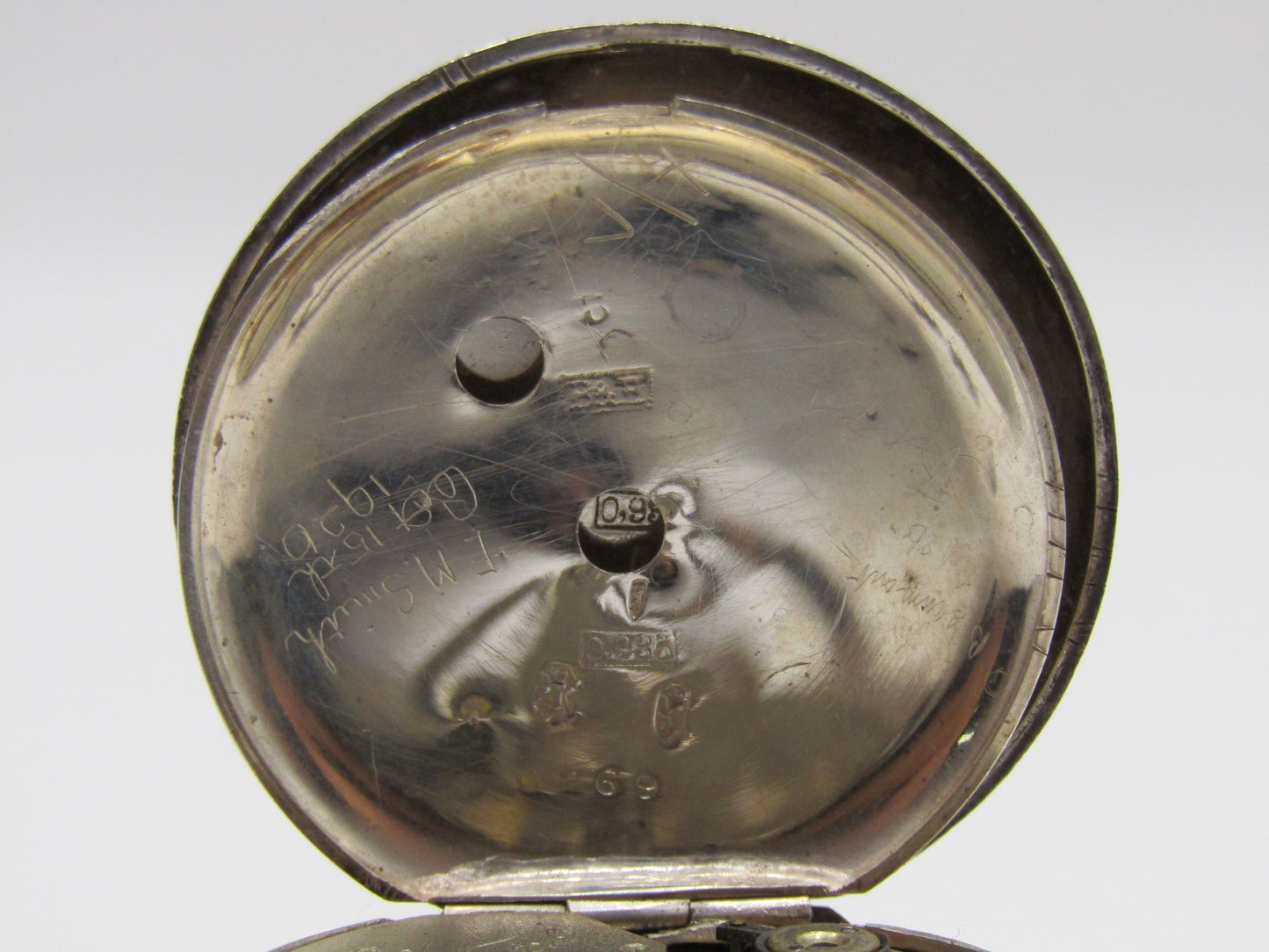 Antique David Perret & Fils The Plan Ornate Sterling Silver Pocket Watch