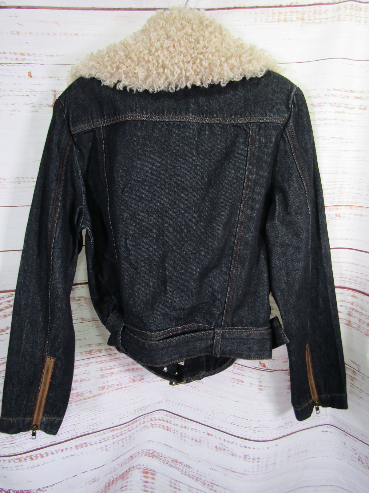 Steve Madden Lazuli Women's Blue Denim Faux Shearling Jacket Size S